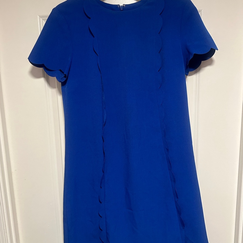 Tahari Royal Blue Scalloped Mini Dress